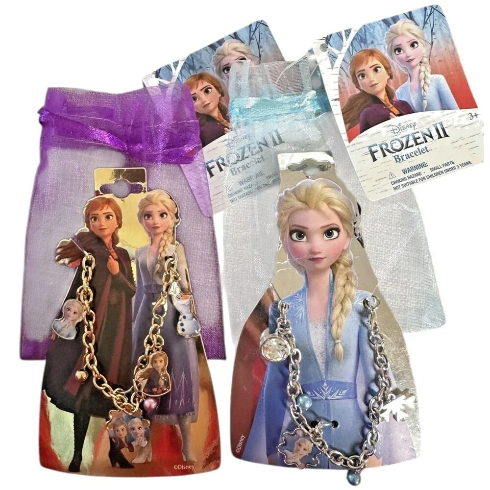 2 Pack Frozen II Add A Charm Bracelets w/ Elsa, Anna, Olaf Charms - Gift Package